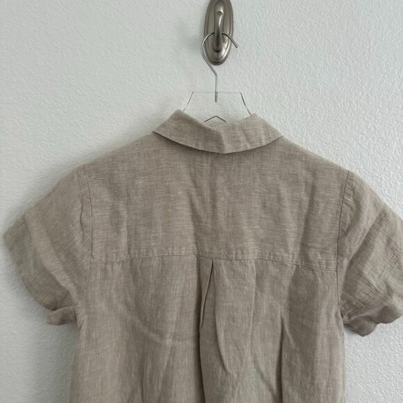 Madewell V-Neck Mini Dress in 100% Linen in Natural Undyed - Picture 8 of 9